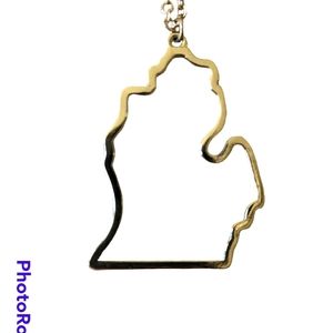 🛍️ 3 for $10 State of Michigan outline necklace